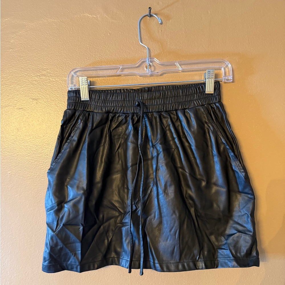 Shinestar Black Faux Leather Skirt